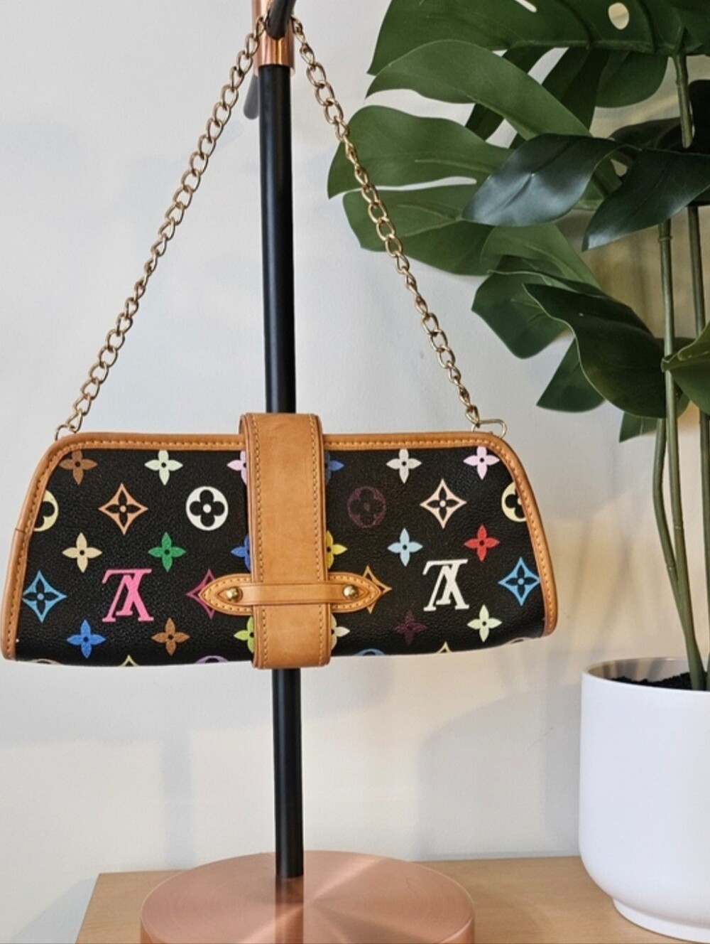 Louis Vuitton x Takashi Murakami RARE Black Multicolor Monogram Shirley Clutch - Picture 2 of 14